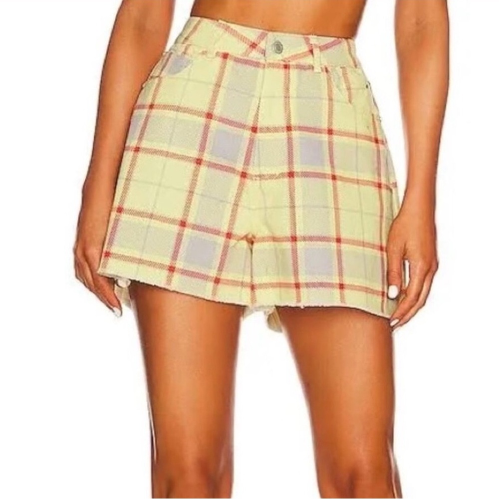 WeWoreWhat Yellow Plaid Shorts - 26 - part of a set